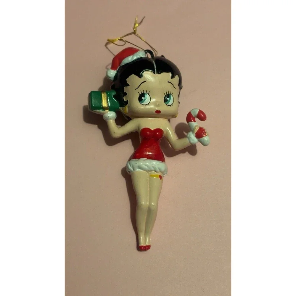 Betty Boop Christmas Ornament - Carrying Gift, Candy Cane, Wearing Santa Hat